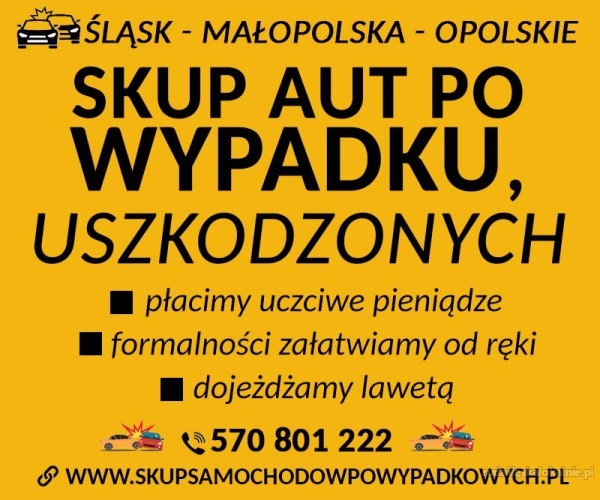 Auto powypadkowe kupię Transport lawetą Śląsk/Małopolska/Opolszczyzna