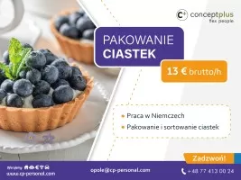 Pracownik produkcji pakowanie ciastek Niemcy