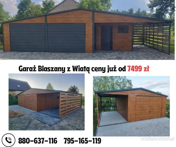 Garaż Blaszany Drewnopodobny 3x5 4x5 4x6 6x6 6x5Wiata Hala Magazyn